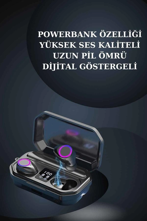 Kadınlar İçin 3 Kordonlu Akıllı Saat Ve Dijital Göstergeli Powerbankli Bluetooth Kulaklık Dokunmatik Kontrol ( Lisinya )