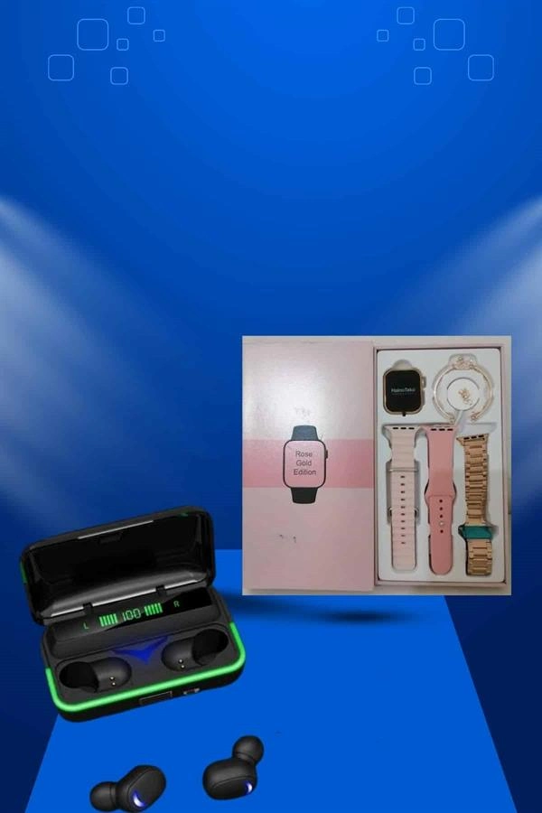 Kadınlara Özel Bileklik Hediyeli Akıllı Saat Ve Dijital Göstergeli Anc Özellikli Bluetooth Kulaklık ( Lisinya )