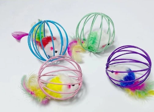 Kafeslı Farelı Kedı Köpek Oyun Topu ( Lisinya )