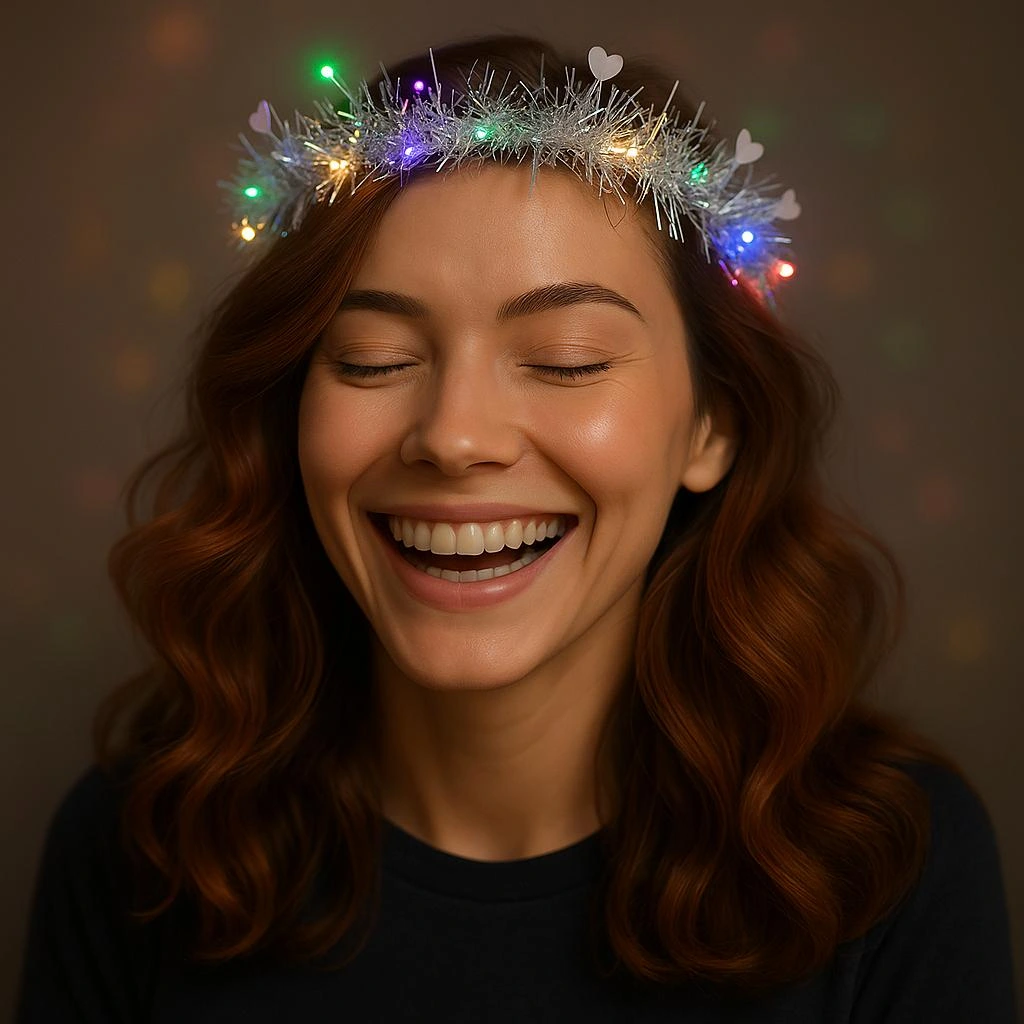 Kalp Püsküllü 3 Modlu Led Işıklı Taç Gümüş Renk ( Lisinya ) Kalp Püsküllü 3 Modlu Led Işıklı Taç Gümüş Renk ( Lisinya )