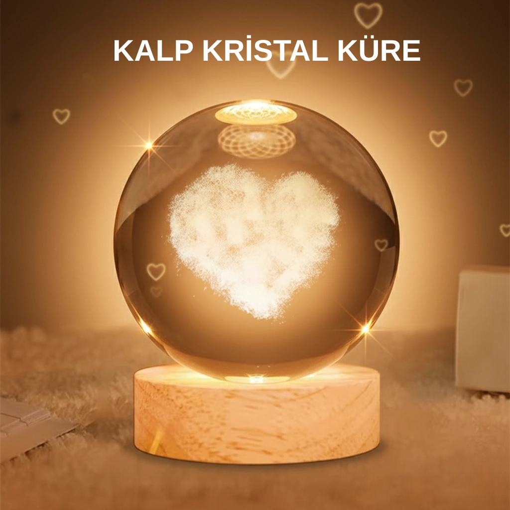 Kalpli Işıklı Cam Küre Ahşap Standlı Dekoratif Gece Lambası ( Lisinya )