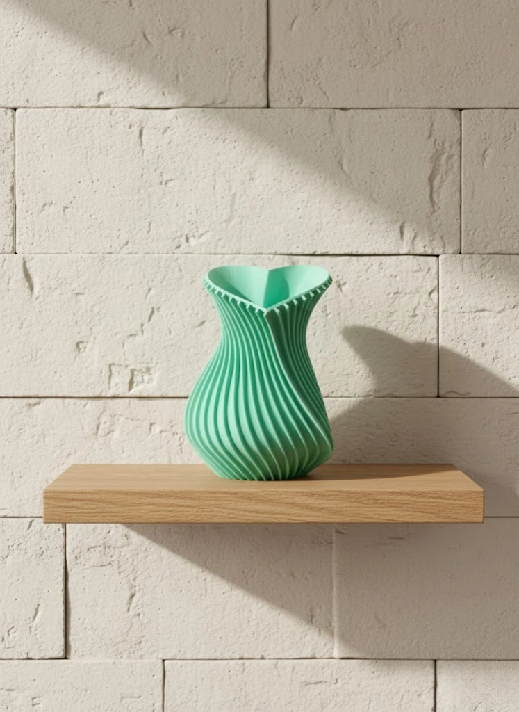 Kalpli Turkuaz Dekoratif Vazo 24 Cm Modern Şık Tasarım ( Lisinya )