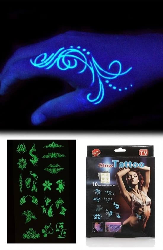 Kanserojen Madde İçermeyen Geçici Fosforlu Dövme Sticker Seti ( Lisinya ) Kanserojen Madde İçermeyen Geçici Fosforlu Dövme Sticker Seti ( Lisinya )