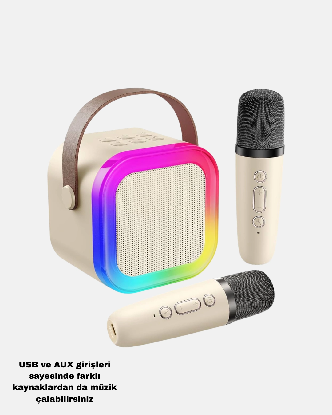 Karaoke Hoparlör Taşınabilir Çift Mikrofonlu Ve Led Işıklı Bluetooth 5.0 ( Lisinya ) Karaoke Hoparlör Taşınabilir Çift Mikrofonlu Ve Led Işıklı Bluetooth 5.0 ( Lisinya )