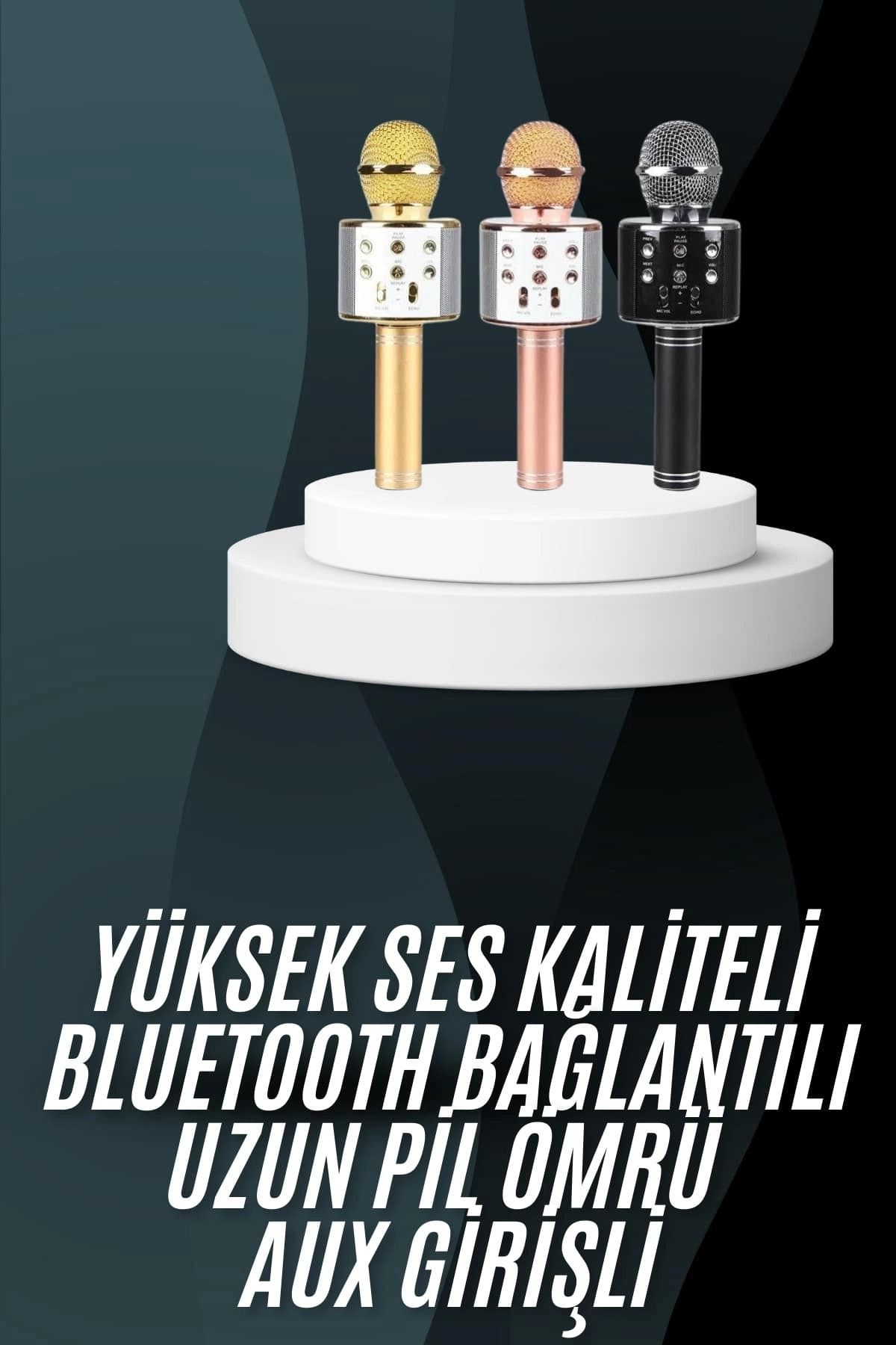 Karaoke Mikrofon Bluetooth Bağlantılı Aux Girişli Uzun Pil Ömrü Yüksek Ses Kaliteli ( Lisinya )