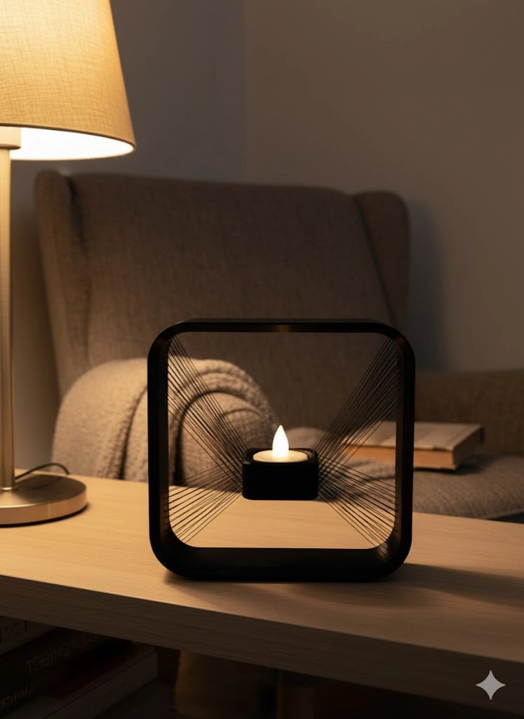 Kare Askılı Mumluk Duvara Asılan Şık Dekoratif Mumluk 16×16 Cm ( Lisinya )