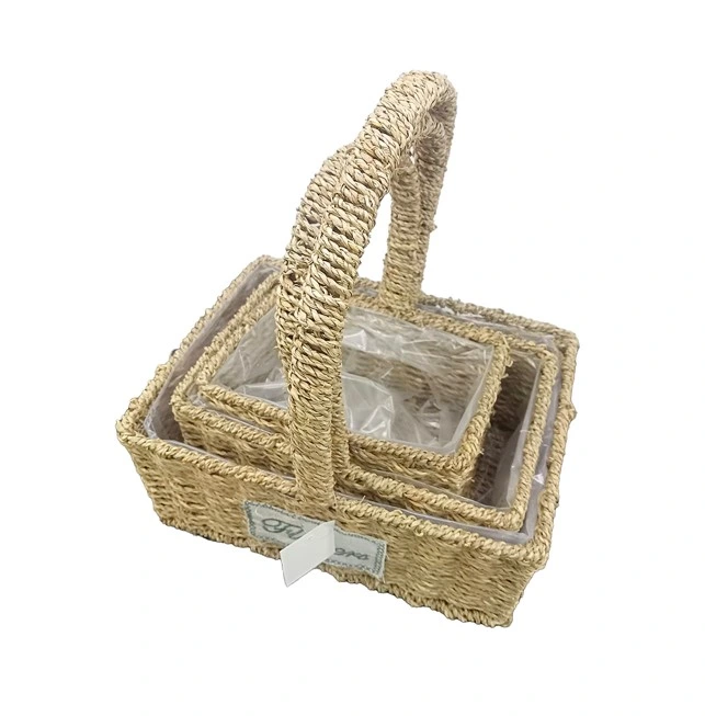 Kare Doğal Hasır Sepet Seti - 3'lü ( Lisinya ) Kare Doğal Hasır Sepet Seti - 3'lü ( Lisinya )