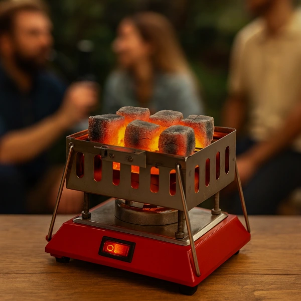 Kare Krom Elektrikli Nargile Köz Ocağı ( Lisinya ) Kare Krom Elektrikli Nargile Köz Ocağı ( Lisinya )