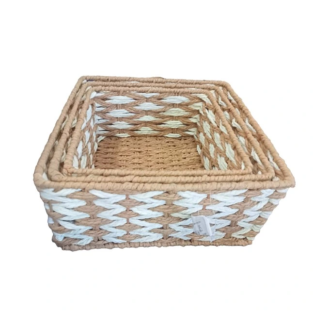 Kare Örgü Desenli Doğal Hasır Sepet Seti - 3'lü ( Lisinya ) Kare Örgü Desenli Doğal Hasır Sepet Seti - 3'lü ( Lisinya )