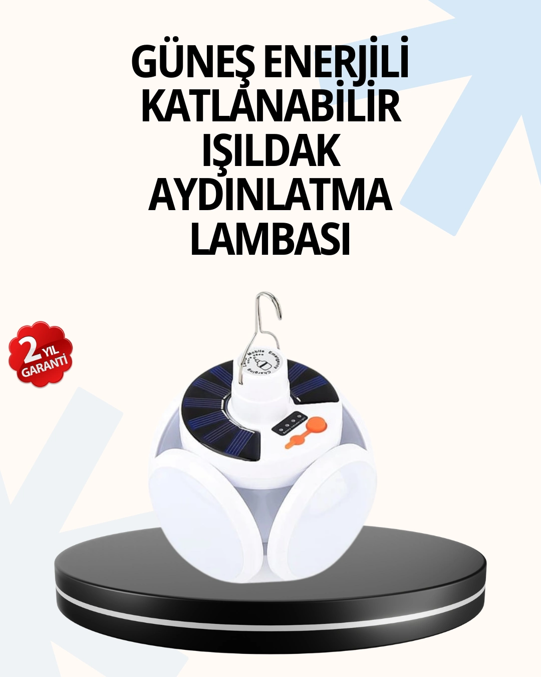 Katlanabilir 5 Kanatlı Solar Led Bahçe Ve Kamp Lambası ( Lisinya )