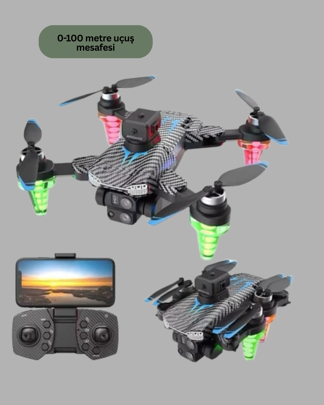 Katlanabilir Drone 1080p Kamera Full Hd Çekim Hafif Ve Taşınabilir ( Lisinya )