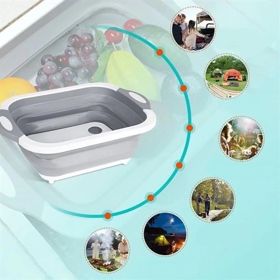 Katlanabilir Süzgeçli Kesme Tahtası Ve Badya ( Lisinya ) Katlanabilir Süzgeçli Kesme Tahtası Ve Badya ( Lisinya )