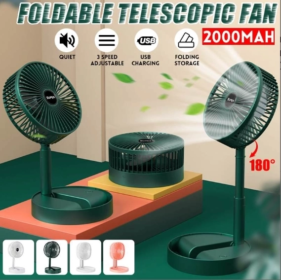 Katlanır Teleskopik Zemin Fanı Yaz Sessiz Öğrenci Masaüstü Fan Usb Şarj Edilebilir Taşınabilir Ev Mini Hava Soğutucu ( Lisinya )