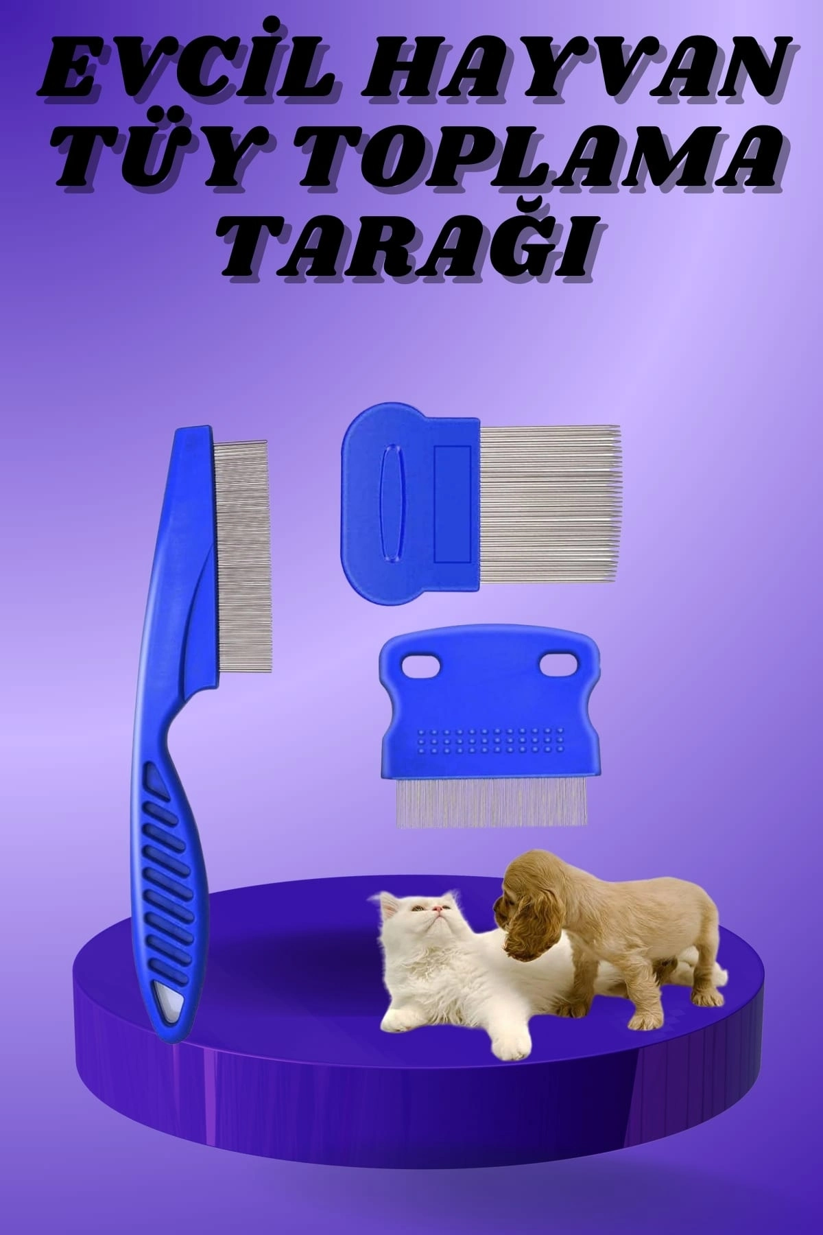 Kedi Köpek Tüy Bit Pire Toplayıcı Toplama Temizleme Tarağı Tarak Seti 4'lü Set ( Lisinya )