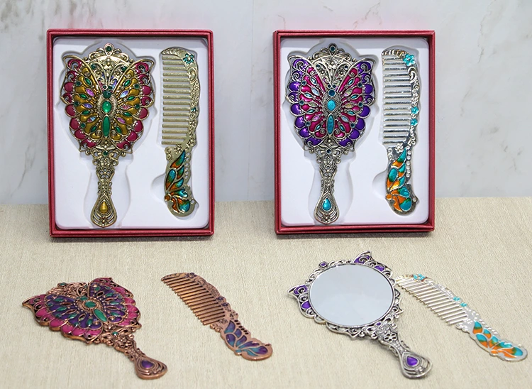 Kelebek Ayna Ve Tarak Seti Küçük Boy ( Lisinya )