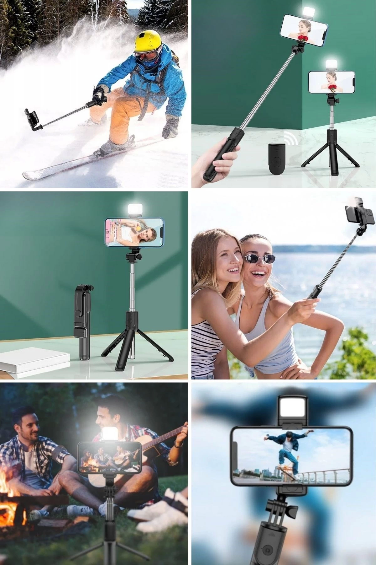 Kendiliğinden Işıklı Masaüstü Tripod Olabilen Telefon Tutuculu Kablosuz Kumandalı Selfie Çubuğu ( Lisinya ) Kendiliğinden Işıklı Masaüstü Tripod Olabilen Telefon Tutuculu Kablosuz Kumandalı Selfie Çubuğu ( Lisinya )