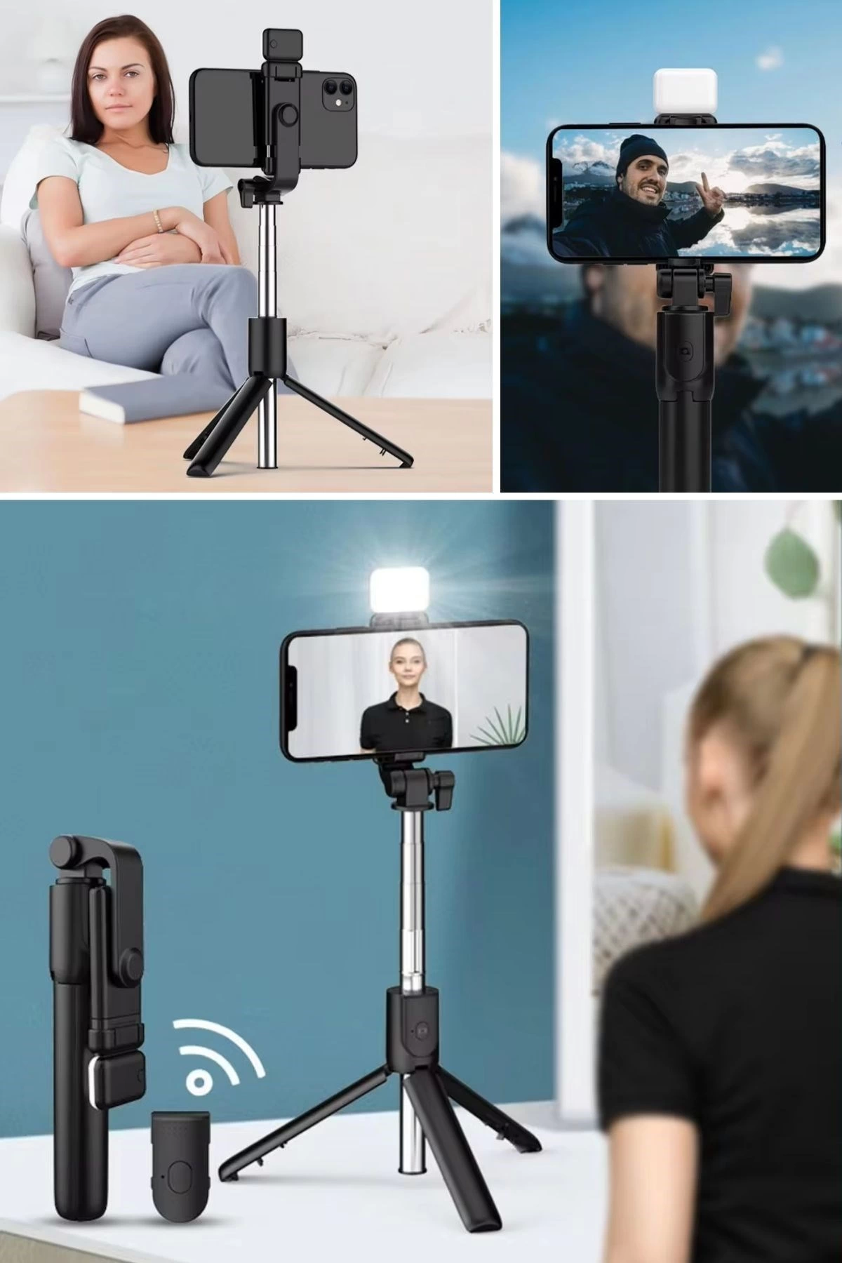 Kendiliğinden Led Işıklı Kumandalı Uzayabilen Selfie Çubuğu,masa Üstü Tripod ( Lisinya ) Kendiliğinden Led Işıklı Kumandalı Uzayabilen Selfie Çubuğu,masa Üstü Tripod ( Lisinya )