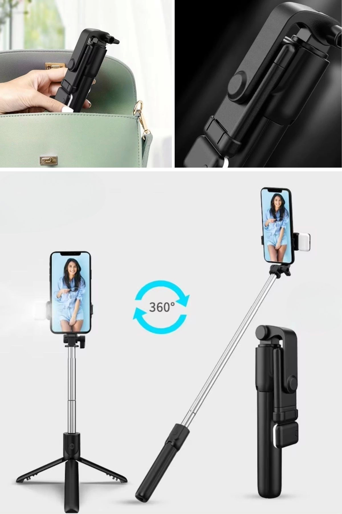 Kendiliğinden Led Işıklı Kumandalı Uzayabilen Selfie Çubuğu,masa Üstü Tripod ( Lisinya ) Kendiliğinden Led Işıklı Kumandalı Uzayabilen Selfie Çubuğu,masa Üstü Tripod ( Lisinya )
