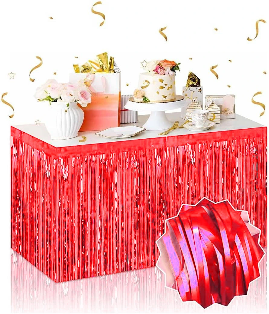Kendinden Yapışkanlı Kırmızı Metalize Püsküllü Masa Eteği ( Lisinya ) Kendinden Yapışkanlı Kırmızı Metalize Püsküllü Masa Eteği ( Lisinya )