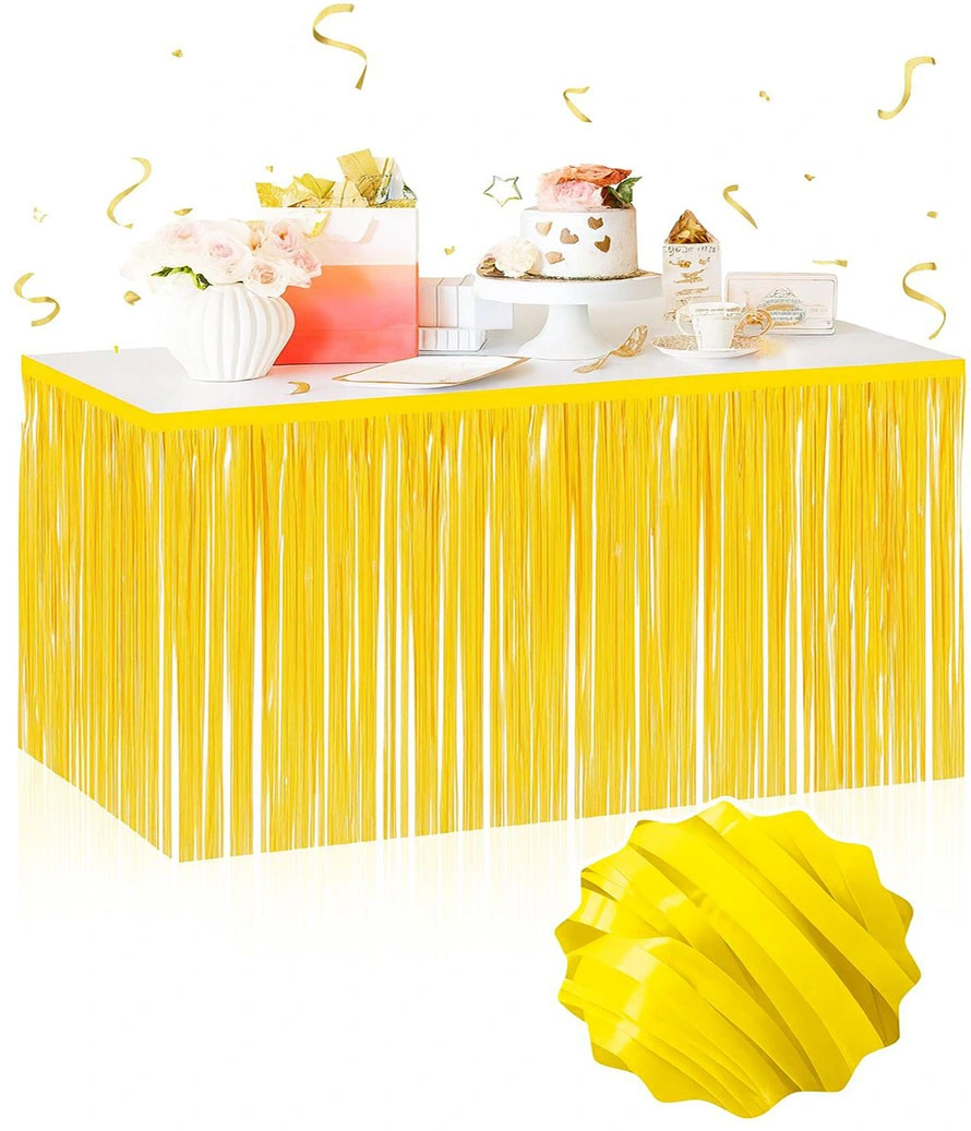 Kendinden Yapışkanlı Makaron Sarı Püsküllü Masa Eteği ( Lisinya ) Kendinden Yapışkanlı Makaron Sarı Püsküllü Masa Eteği ( Lisinya )