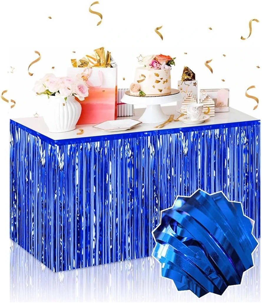 Kendinden Yapışkanlı Mavi Metalize Püsküllü Masa Eteği ( Lisinya ) Kendinden Yapışkanlı Mavi Metalize Püsküllü Masa Eteği ( Lisinya )