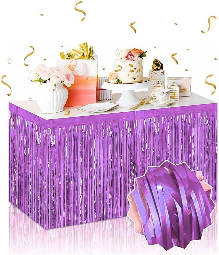 Kendinden Yapışkanlı Mor Metalize Püsküllü Masa Eteği ( Lisinya ) Kendinden Yapışkanlı Mor Metalize Püsküllü Masa Eteği ( Lisinya )
