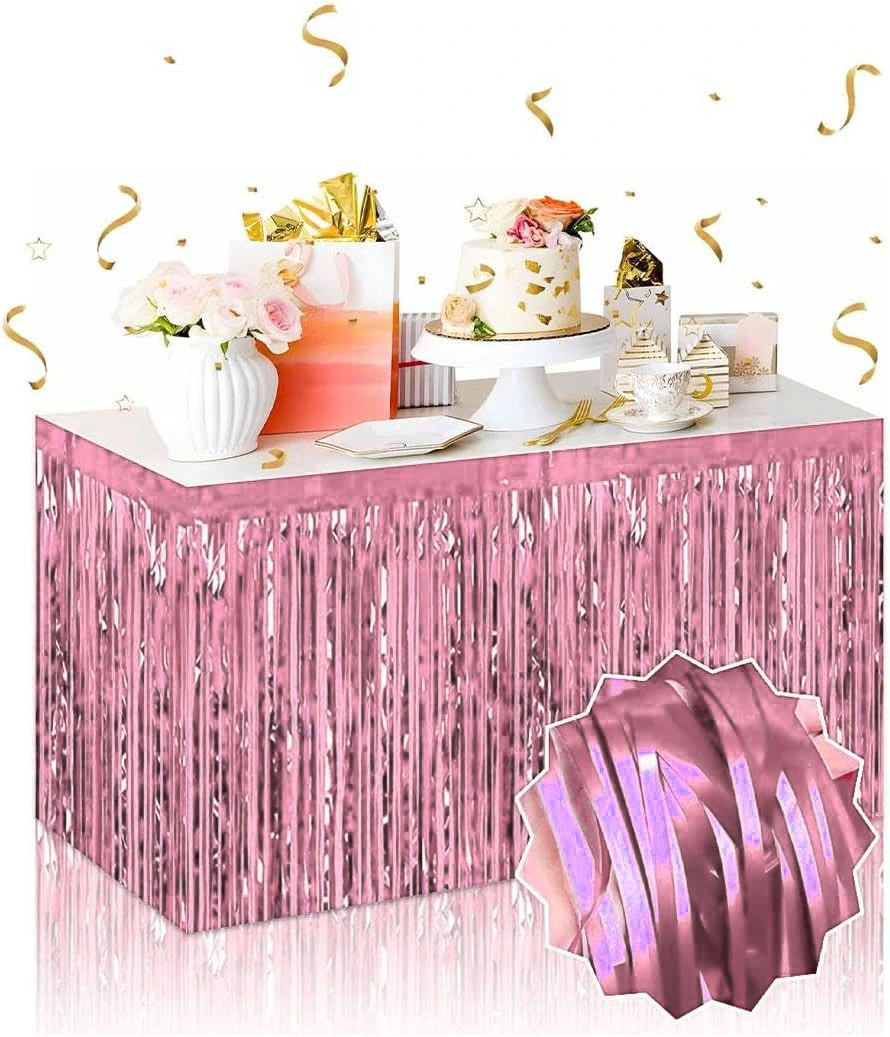 Kendinden Yapışkanlı Rose Gold Metalize Püsküllü Masa Eteği ( Lisinya ) Kendinden Yapışkanlı Rose Gold Metalize Püsküllü Masa Eteği ( Lisinya )