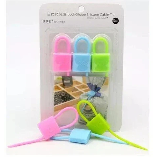 Kilit Şeklinde Silikon Kablo Ve Poşet Bağlama Atı (3'lü Set) ( Lisinya ) Kilit Şeklinde Silikon Kablo Ve Poşet Bağlama Atı (3'lü Set) ( Lisinya )