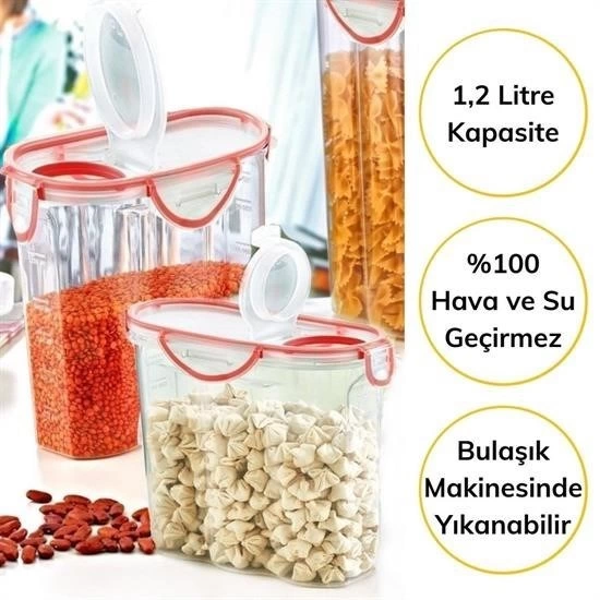 Kilitli Kapaklı Contalı Hava,su Sıvı Geçirmez 1,2 Litre Erzak Saklama Kabı-sa580 ( Lisinya ) Kilitli Kapaklı Contalı Hava,su Sıvı Geçirmez 1,2 Litre Erzak Saklama Kabı-sa580 ( Lisinya )