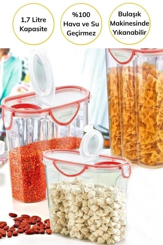 Kilitli Kapaklı Contalı Hava,su Sıvı Geçirmez 1,7 Litre Erzak Saklama Kabı-sa585 ( Lisinya ) Kilitli Kapaklı Contalı Hava,su Sıvı Geçirmez 1,7 Litre Erzak Saklama Kabı-sa585 ( Lisinya )