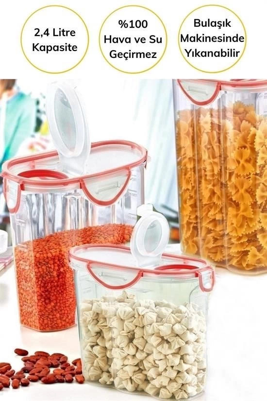 Kilitli Kapaklı Contalı Hava,su Sıvı Geçirmez 2,4 Litre Erzak Saklama Kabı-sa590 ( Lisinya ) Kilitli Kapaklı Contalı Hava,su Sıvı Geçirmez 2,4 Litre Erzak Saklama Kabı-sa590 ( Lisinya )