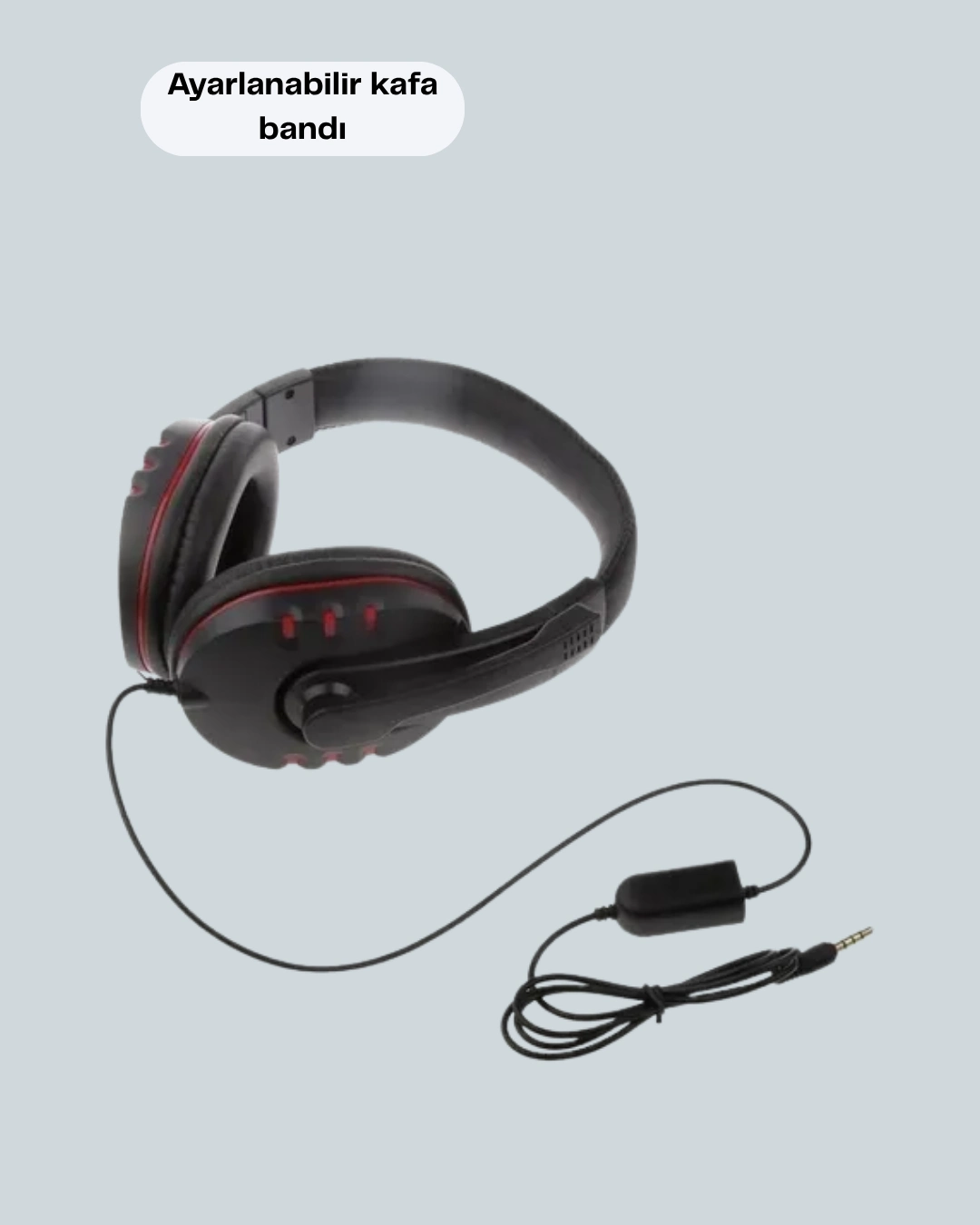 Kırmızı  Headset Mikrofonlu Sağlam Kablolu Konforlu ( Lisinya )