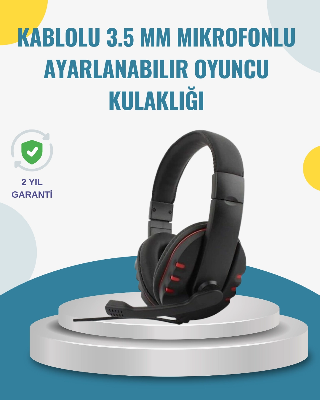 Kırmızı  Kulaklık Stereo Mikrofonlu Dayanıklı Örgü Kablolu ( Lisinya )