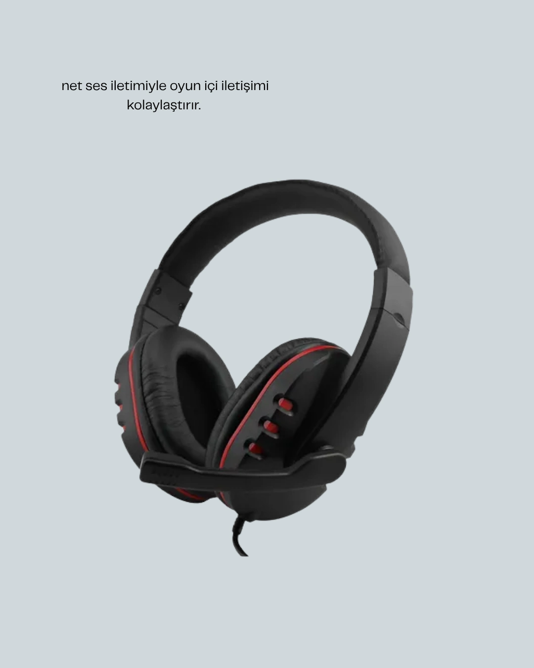 Kırmızı  Kulaklık Stereo Mikrofonlu Dayanıklı Örgü Kablolu ( Lisinya )