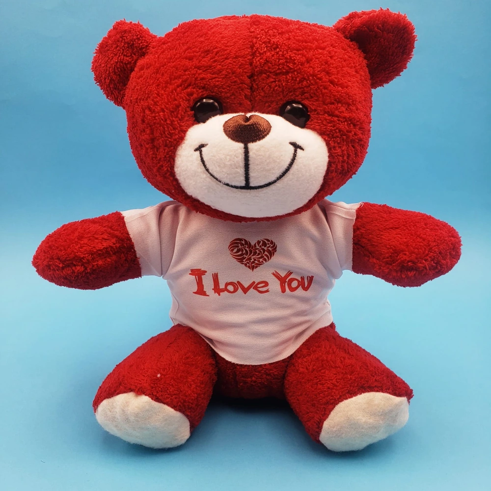 Kırmızı I Love You Tişörtlü Peluş Ayıcık ( Lisinya )