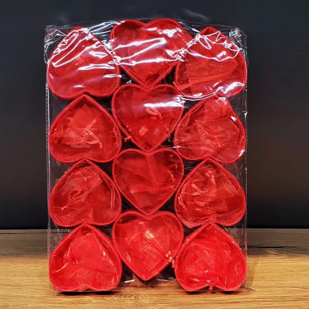 Kırmızı Kalpli Tül Kese ( Lisinya ) Kırmızı Kalpli Tül Kese ( Lisinya )