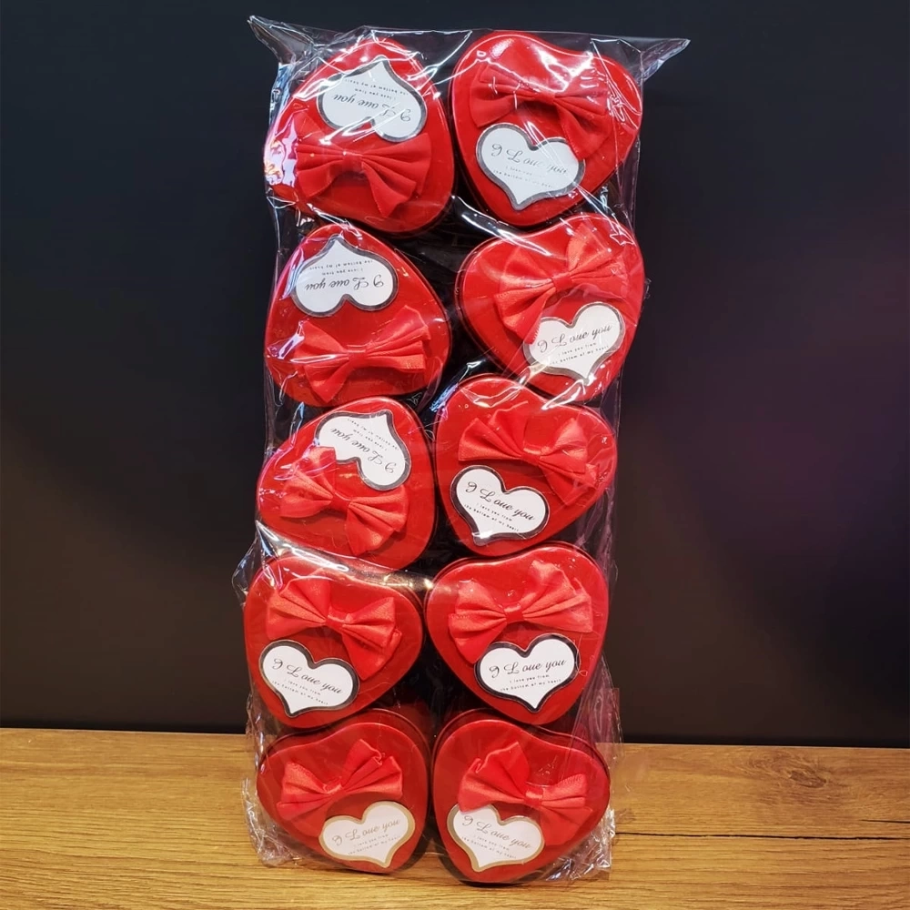 Kırmızı Metal Kalp Hediye Kutusu ( Lisinya )