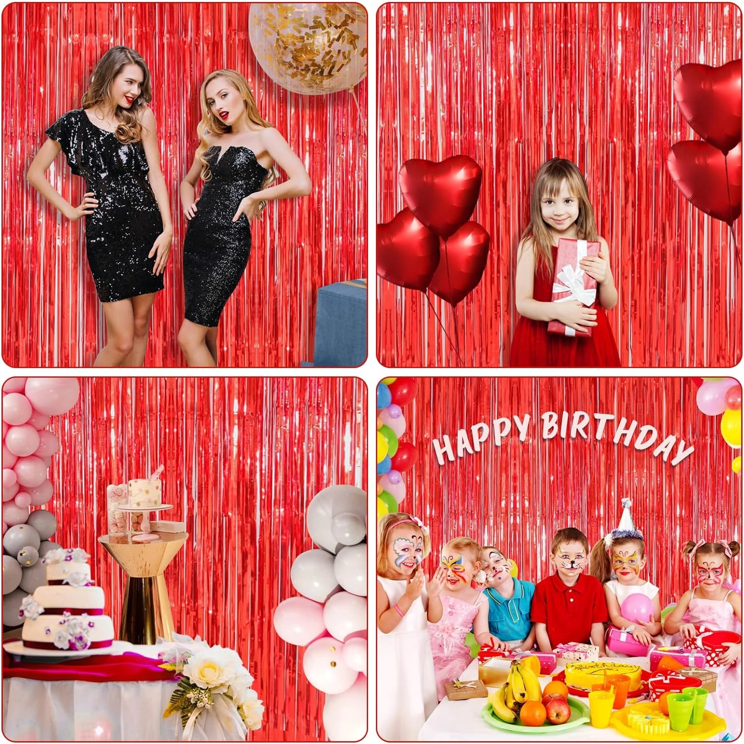 Kırmızı Metalize Parlak Saçaklı Perde ( Lisinya ) Kırmızı Metalize Parlak Saçaklı Perde ( Lisinya )