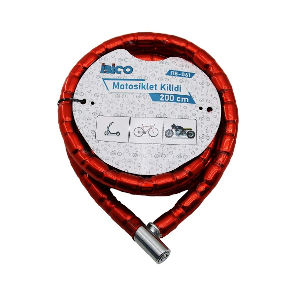 Kırmızı Motor Bisiklet Kilidi 22 Mm X 200 Cm ( Lisinya ) Kırmızı Motor Bisiklet Kilidi 22 Mm X 200 Cm ( Lisinya )