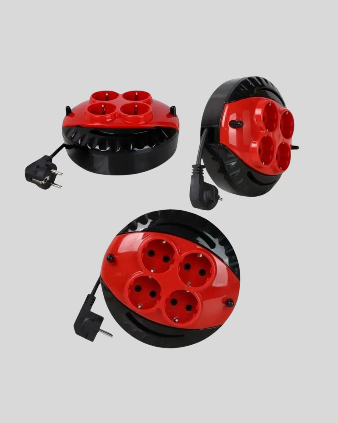 Kırmızı Renk 3 Metre 4’lü Kablolu Priz Makarası ( Lisinya )