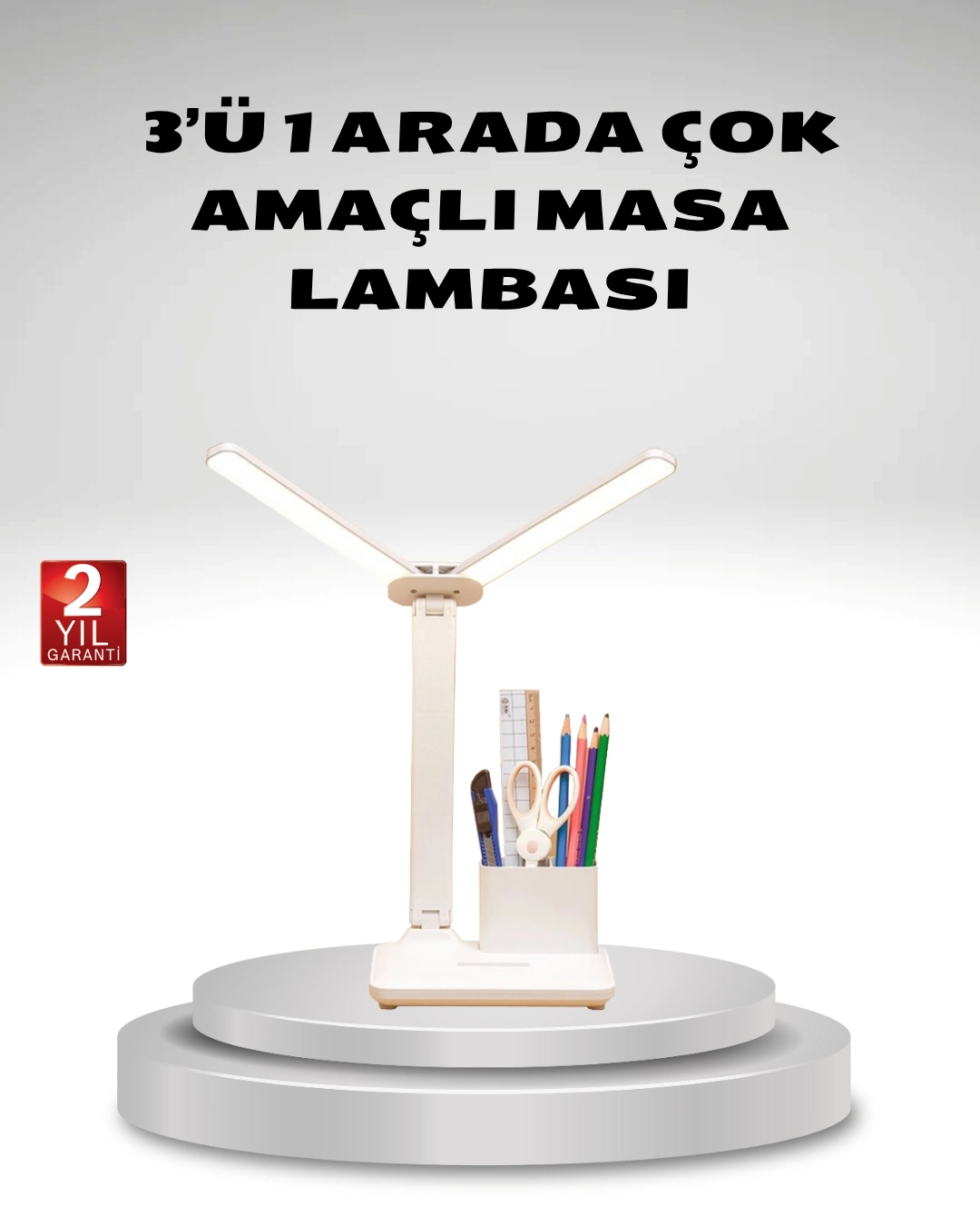 Kısılabilir Led Masa Lambası – Kalemlik Ve Telefon Standlı, Göz Yormayan Işık ( Lisinya )