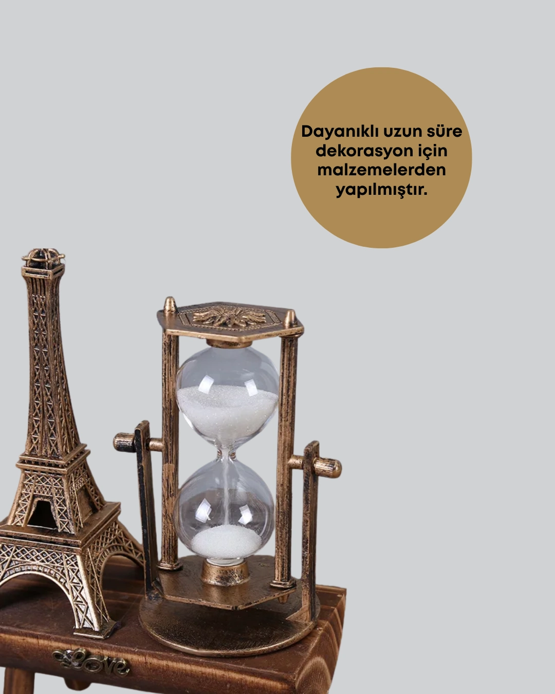 Klasik Tasarımlı Ahşap Kum Saati – Ev Ve Ofis İçin Masaüstü Aksesuarı ( Lisinya )