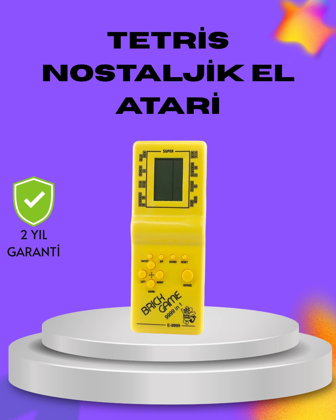 Klasik Tetris Oyunu El Konsolu – Taşınabilir Pil İle Çalışan Retro El Aterisi ( Lisinya )