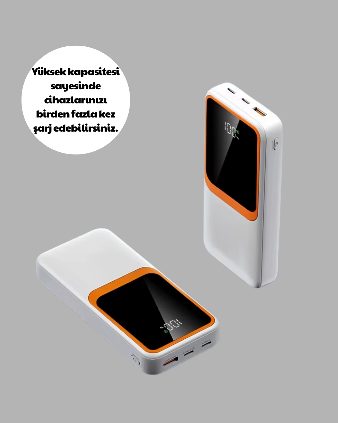 Kompakt 10000 Mah Powerbank – Dijital Göstergeli, Type-c Ve Lightning Uyumlu ( Lisinya )