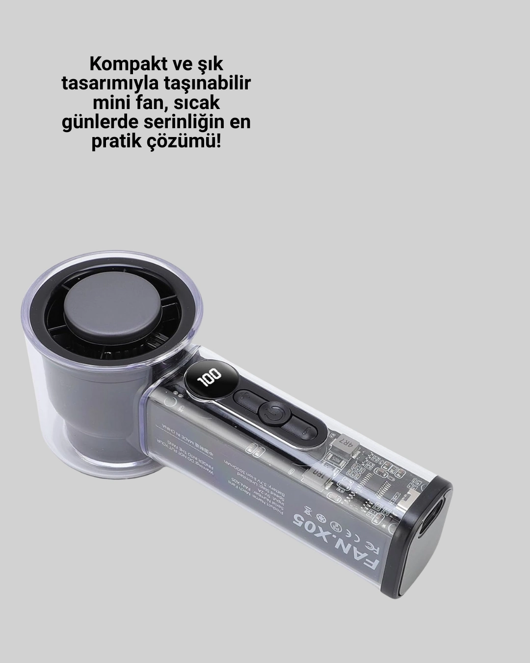 Kompakt Dijital Ekranlı Fan | 100 Seviye Hız + Sessiz Çalışma ( Lisinya )