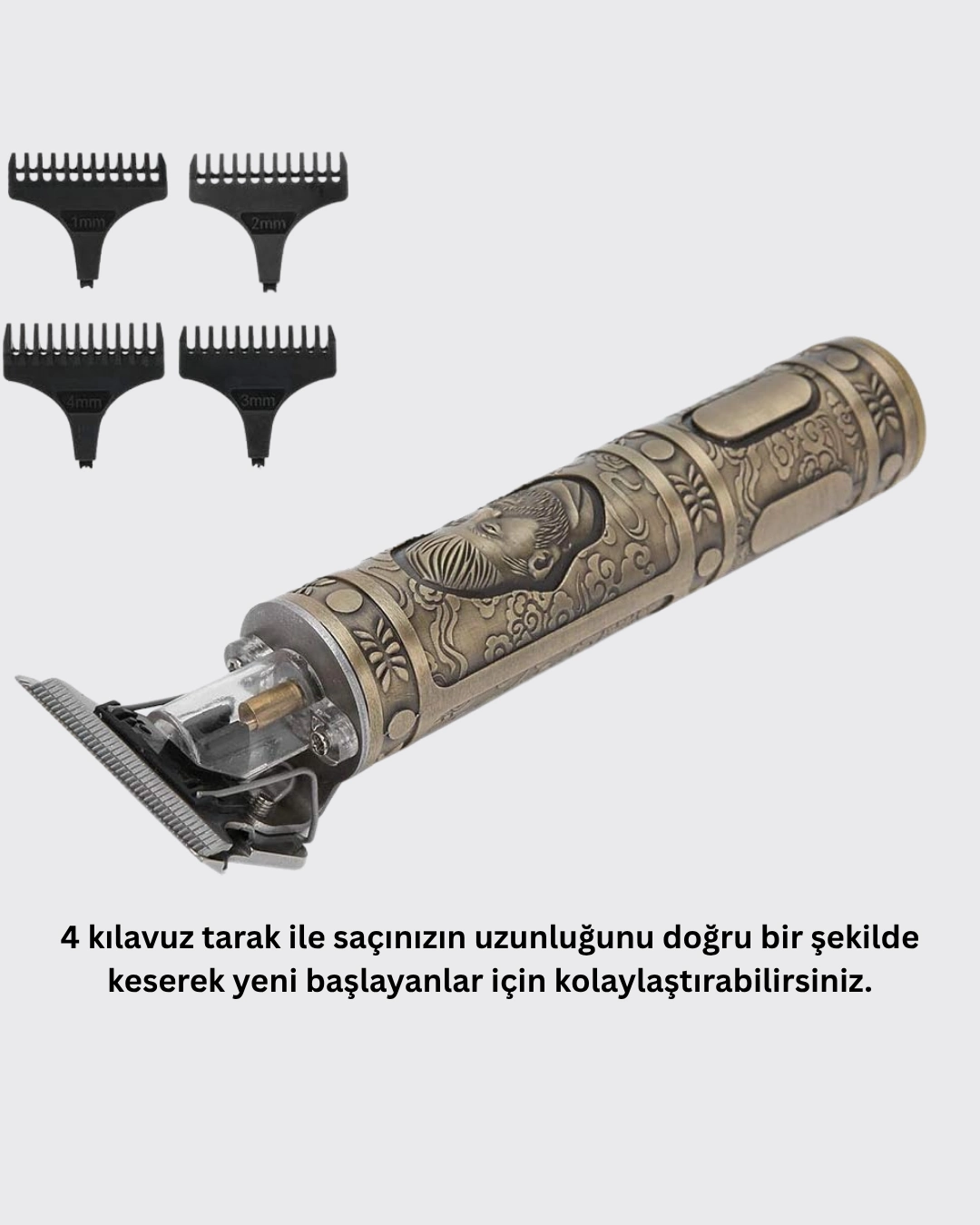 Kompakt Tasarımlı, Güçlü Motorlu Saç Sakal Kesme Makinesi Ve 4 Kılavuz Tarak ( Lisinya )