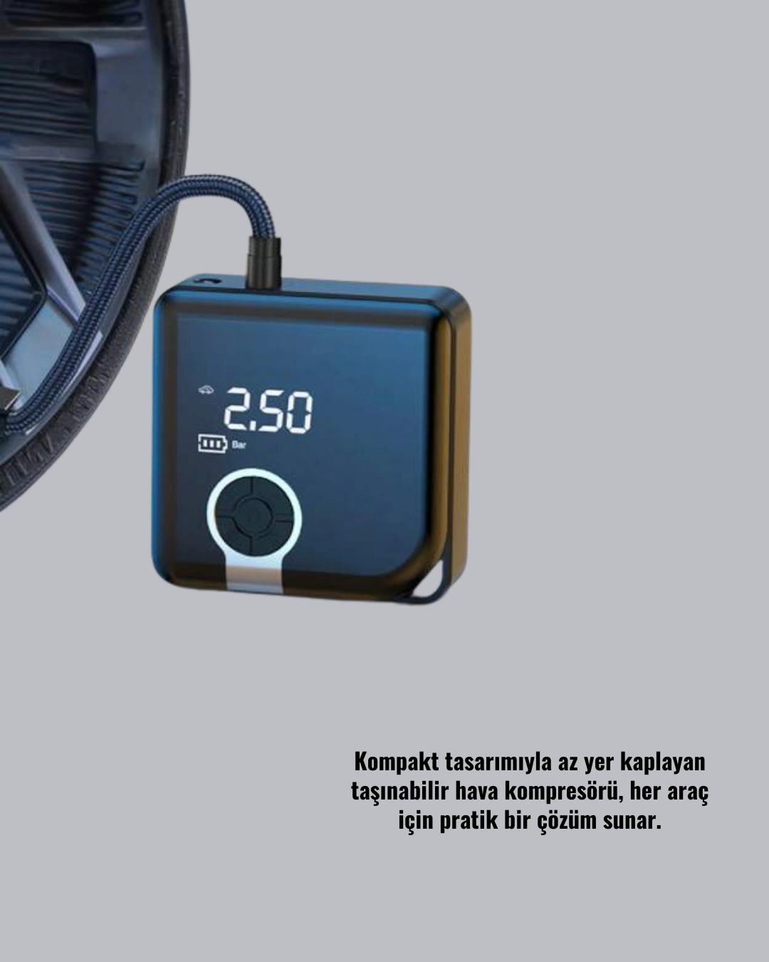 Kompakt Tasarımlı Led Işıklı Taşınabilir Hava Kompresörü ( Lisinya )