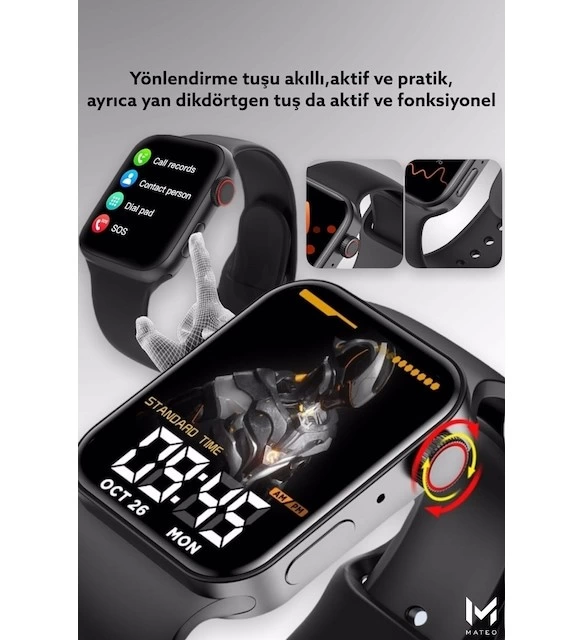 Konuşma Özellikli Smart Watch 7 Akıllı Saat Su Geçirmez Yan Tuşlu Köşeli Yeni Alüminyum Kasa (siyah) ( Lisinya ) Konuşma Özellikli Smart Watch 7 Akıllı Saat Su Geçirmez Yan Tuşlu Köşeli Yeni Alüminyum Kasa (siyah) ( Lisinya )