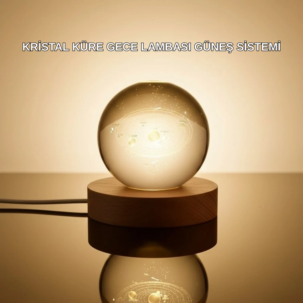 Kristal Gezegen Küre Ahşap Tabanlı Usb Işıklı Gece Lambası ( Lisinya )