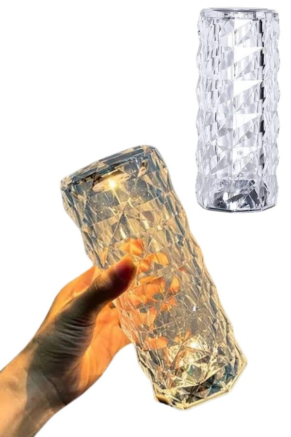 Kristal Lamba Masa Lambası Şarjlı Masa Lambası Dokunmatik Sensör Usb Şarjlı ( Lisinya )